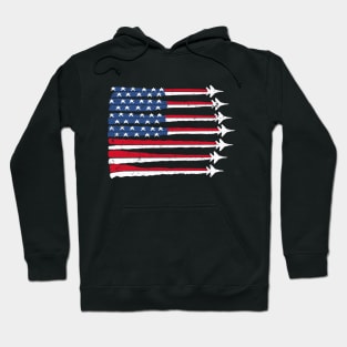 Fighter Jet Airplane American Flag Patriotic 4th Of July distressed Hoodie